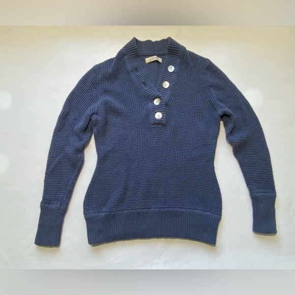 Natural Reflections Sweaters - GOOD- Size S Women’s Natural Reflections 1/4 Button Pullover Sweater Cotton Navy